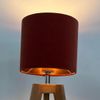 Burnt Orange Velvet Brushed Copper Drum Lampshade