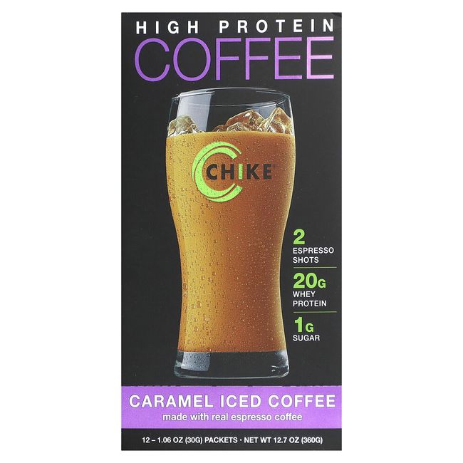 High Protein Iced Coffee,  Caramel, 12 Packets, 1.06 oz (30 g) Each