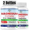 2 Pack 420mg Magnesium Complex + Vitamin B6 Fully Reacted & Buffered for Energy 