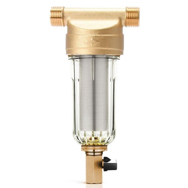 Spin-Down Sediment Water Filter, Reusable Front Cleaner, Copper Pre-Filter, Backwash, Remove Rust Sediment, Built-in Housing Scraper (1/2 Inch External Thread)