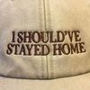 Vivian Flytrap Unisex I Should've Stayed Home Washed Embroidered Dad Baseball Cap - Beige