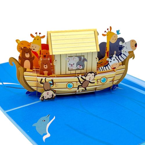 Niumcraft 3D Pop Up Greeting Card Animals' Boat Journey size 5x7 inch include a matching theme Notecard and Envelope