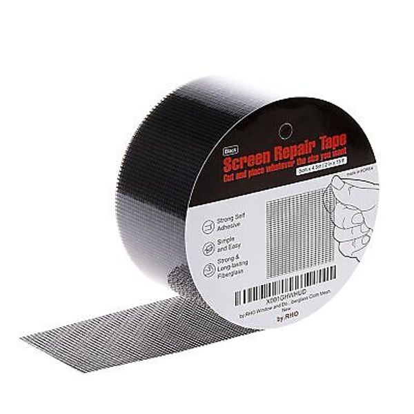 by.RHO Window Screen Repair Kit Tape (Black, 2" x 15FT) for 2in x 15ft, Black