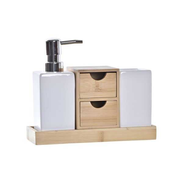 BAÑO Dolomite Bamboo Set of 4 20.5 x 6.8 x 17 cm Natural