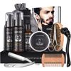 Comozon 12-in-1 Beard Care Set with Beard Roller, Beard Growth Kit with Beard Shampoo, Beard Oil, Beard Balm, Razor Beard Brush, Beard Comb, Beard Scissors, Gifts for Husband, Boyfriend and Dad