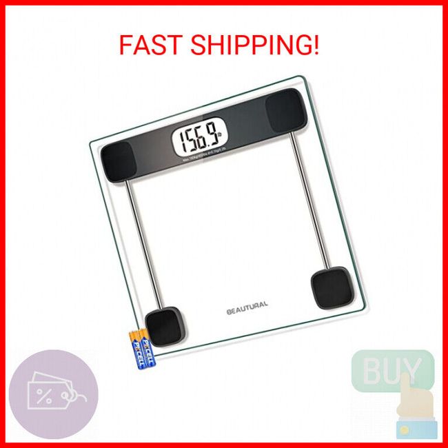 Digital Bathroom Scale for Body Weight, LCD Display, 400Lb, 4 AAA Batteries  and