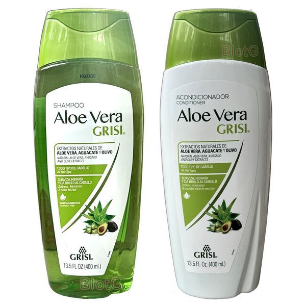 Grisi ALOE VERA Shampoo & Conditioner Bundle Bath Shower Shampoo 13.5 oz. 2 Pack