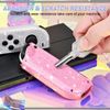 DLseego Protective Case for Switch/Switch OLED Controller, Transparent Glitter Soft TPU Switch Joycon Controller Protective Grip Case Shell, Left and Right Handles, Pink