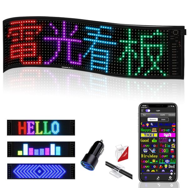 JDVOOTD LED Electric Bulletin Board, Free Editing, Image Available, 300 Character Input, Japanese Instruction Manual Included, App, Easy Operation, Small LED Sign, 13 Modes, Foldable, Letter/Picture/Music Rhythm Display, LED Display, Stalls, Bars, Taverns