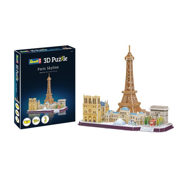 Revell Paris Skyline 3D Puzzles for Adults and Kids Ages 10 Years and up Arts Crafts Building - Eiffel Tower, Notre Dame, Louvre, Arc de Triomphe - 114 Pieces