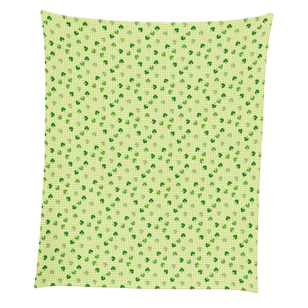 Shamrocks Gingham Check Mircofleece Throw Blanket 50"x60"