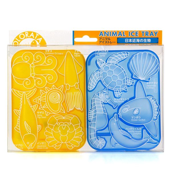 Carolata Ice Tray, Creatures in the Sea of Japan (Blue, Yellow, Microwave, Dishwasher Safe, Silicone), Tuna, Dolphin, Chocolate Mold, Ice Tray, Heat Resistant, Baking Present, Christmas