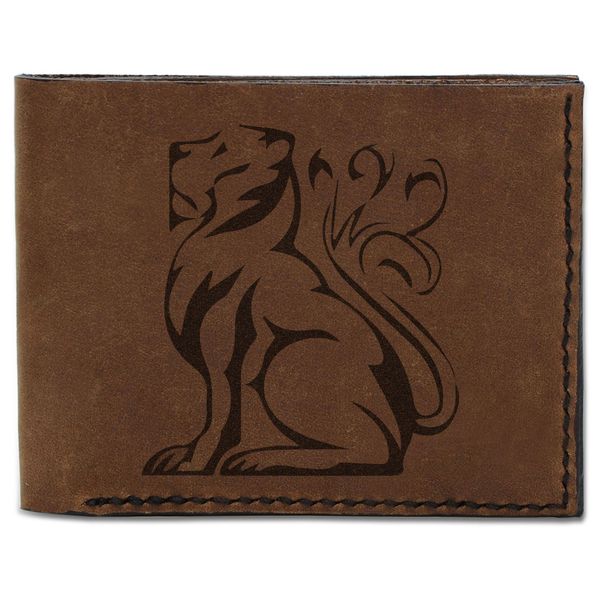 Men's Lion Tatoo Style -25 Handmade Genuine Pull-up Leather Wallet MHLT_03