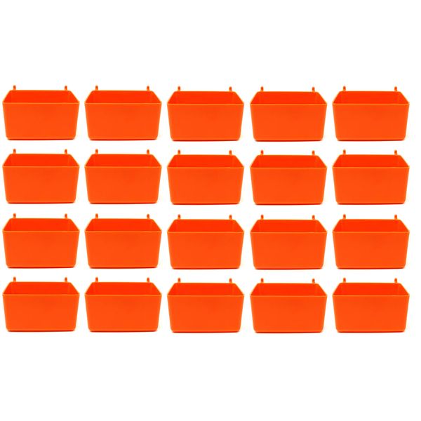 JSP Manufacturing Small Plastic Orange Pegboard Storage/Part Bins (20)
