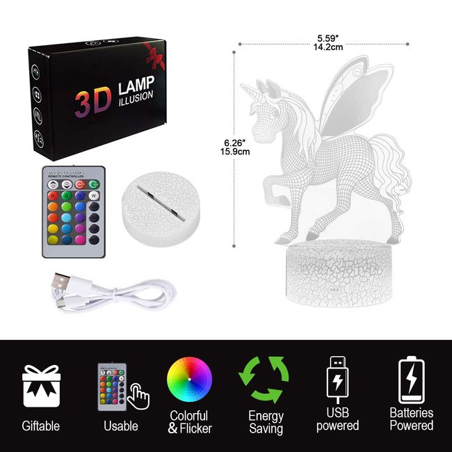 Unicorn Gifts For Girls, Unicorn Night Light Lamp With Remote, 16