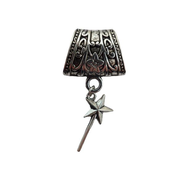 Head Scarf Bail Magic Wand Floral Design Slider Ring
