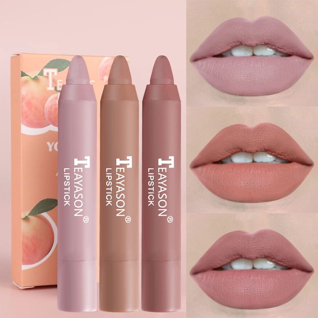 Lippenstift Set, 3 PCS Lippenstift einstellen Lip Kit Matt Samtlippenglasur, Dauerhafte Lippenstift, Wasserdicht Matte Nude Lipstick Schönheit Lippe Gloss, Antihaft-Tasse Sexy Colors Lipsticks(01)