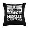 If Programming Grew Muscles - I'd Pull Trucks - Funny Saying Throw Pillow