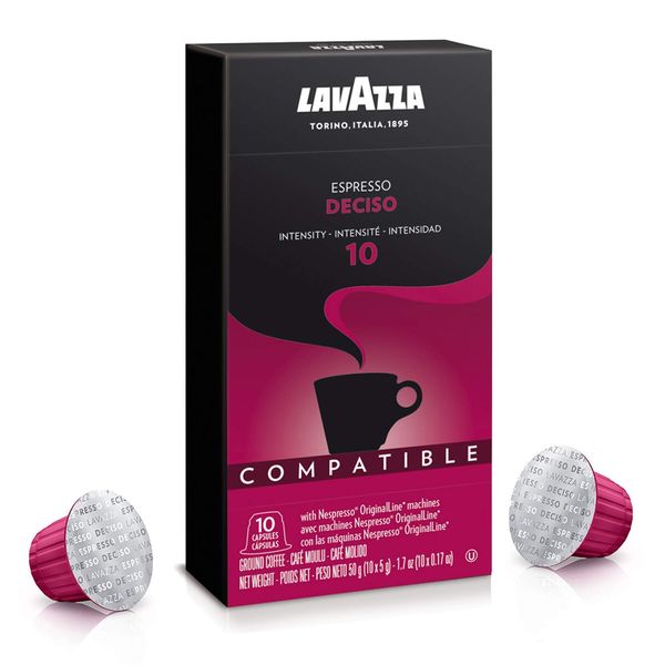 Lavazza Deciso Espresso Dark Roast Capsules Compatible with Nespresso Original Machines , 10 Count (Pack of 6)