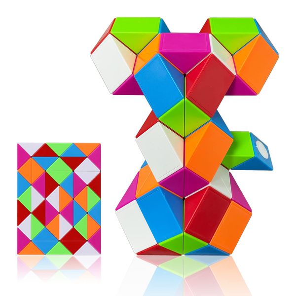 EACHHAHA Magic Snake 48 Parts-Snake Cube-christmas stocking fillers for Kids-Snake Cube Puzzle-Snake fidget toys-Twist Puzzle Brain Teaser -Educational toys-Party Bag Fillers(Rainbow*1)