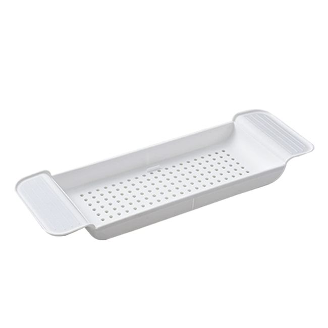 Bathtub Tray, Bath Black, Bath Table, Extendable, Non-Slip, Large Capacity, Drainer, Bath Goods, Small Storage, Bathroom Storage Rack, Bath Goods Storage Stand, White