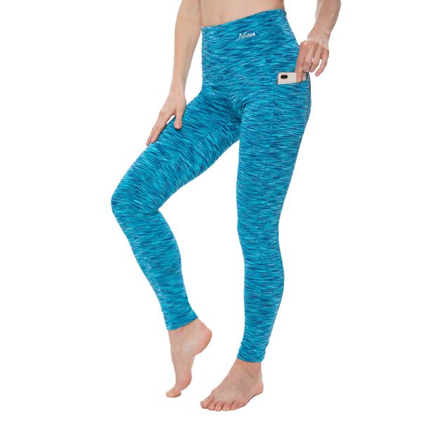 Nirlon Women's Leggings with Pockets High Waisted Workout Yoga Pants (M, SD Teal)