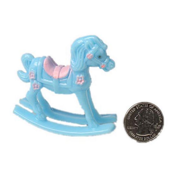 Party Favors Plus 12 Plastic Rocking Horses - Baby Shower or Birthday Favors - Blue - Small - Unisex - Horse Theme - Develops Gross Motor Skills - No Batteries Required