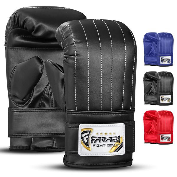 Farabi Sports Boxing punch bag mitt gloves punching boxing gloves mma training (Black, Small)