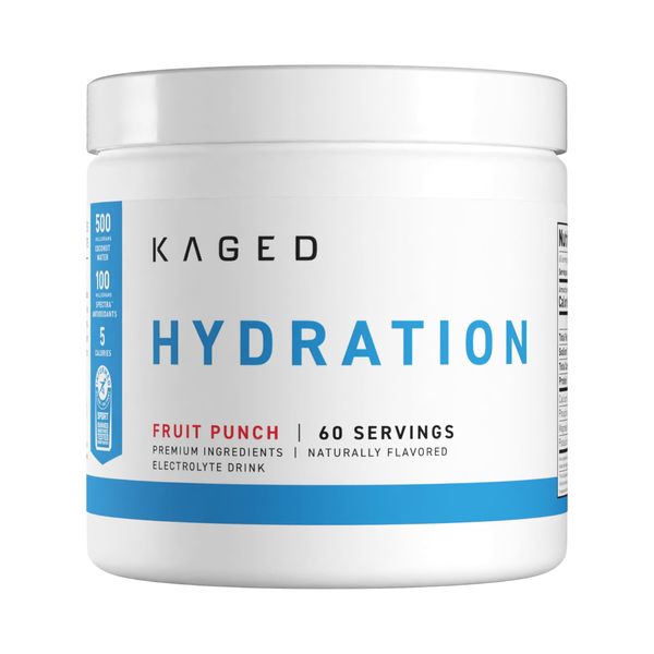 Kaged Electrolyte Hydration Powder | Hydracharge Fruit Punch | Sports Drink for Men and Women | Pre, Post, Intra Workout Supplement | 60 Servings