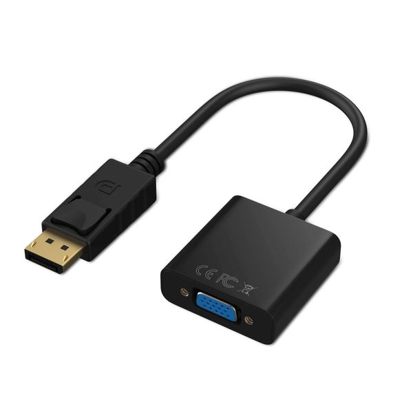 Cableader DP to VGA Adapter, Gold-Plated DisplayPort to VGA Converter Male to Female 1080P(Black)