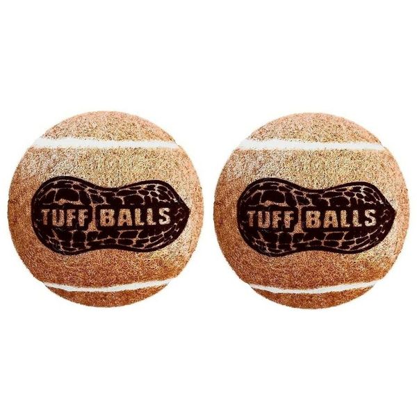 PetSport Junior Peanut Butter Tuff Ball Dog Toys | 2 Pack Jr. (1.8") Pet Safe Felt & Durable Rubber Tennis Balls | Play Fetch, Chuck or Toss at Dog Park