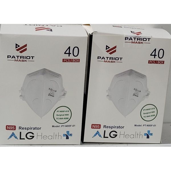 Patriot NIOSH Approved ALG N95 Mask LG Health USA Made  QTY 80