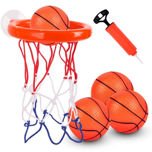 LovesTown 4PCS Bathtub Basketball Hoop, Suction Cup Basketball Hoop Bath Toys Shower Toys for Kids Mini Basketball for Toddlers Gift