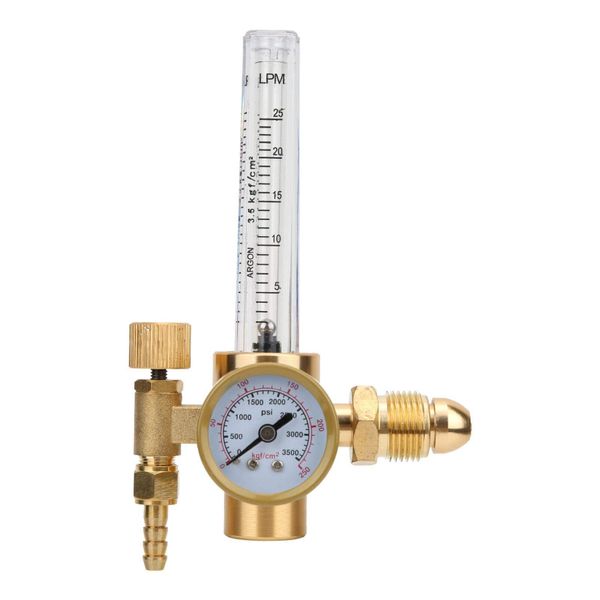 All Brass Argon Pressure Reducer Regulator Gas Flowmeter G5/8 Male Thread with Two Scales for TIG Argon Arc Welding