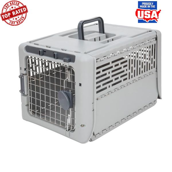 Collapsible Plastic Dog Kennel Portable Foldable Pet Carrier Indoor Outdoor Use