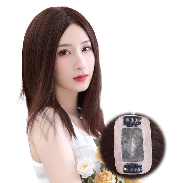 HIYE xp-710w Human Hair Partial Wig, Women's, Top of the Head, Fully Hand Planted, Breathable, Natural, Long Hair Loss, Conceals Gray Hair, Mrs. Wig, Middle-aged, Natural, Growth, Volume, Top Cover, Wig, Summer, Mesh Net, Alopecia Arounda, Medical Use, Ha