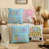 4 Piece Easter Pillow Cover - Cute Bunny Pattern in Blue Pink