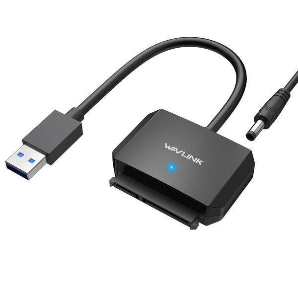 WAVLINK SATA USB 3.0 Converter Cable for 2.5" HDD SSD/3.5" HDD High Speed Transfer Support UASP up to 18TB with Power Adapter SATA USB 3.0 Converter Adapter for Windows Mac OS Linux Chrome OS ..