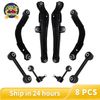 8Pcs Rear Suspension Kit Upper Lower Control Lateral Toe Arms Sway Bar Links