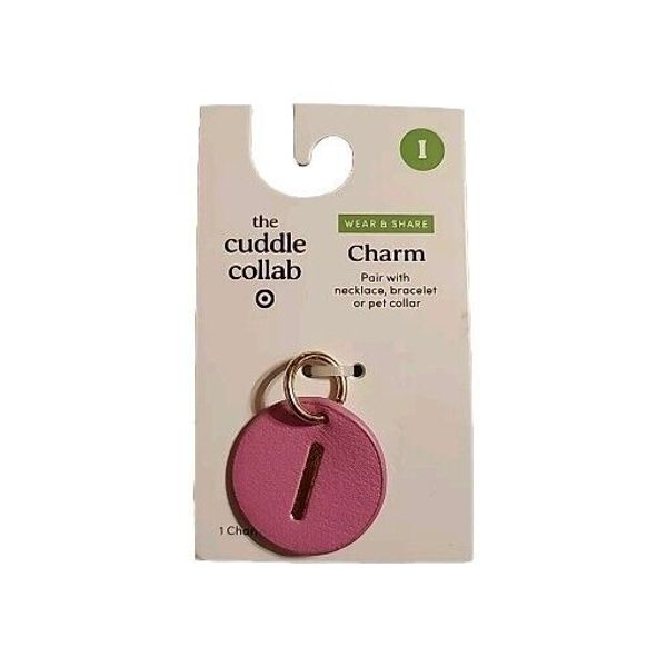 The Cuddle Collab Pet Charm; Gold "I", Pink Round Charm