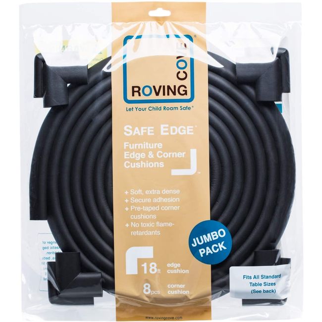 Roving Cove HeftyFit Edge Protector for Baby Proofing, Large 12ft Edge  Only, Onyx Black