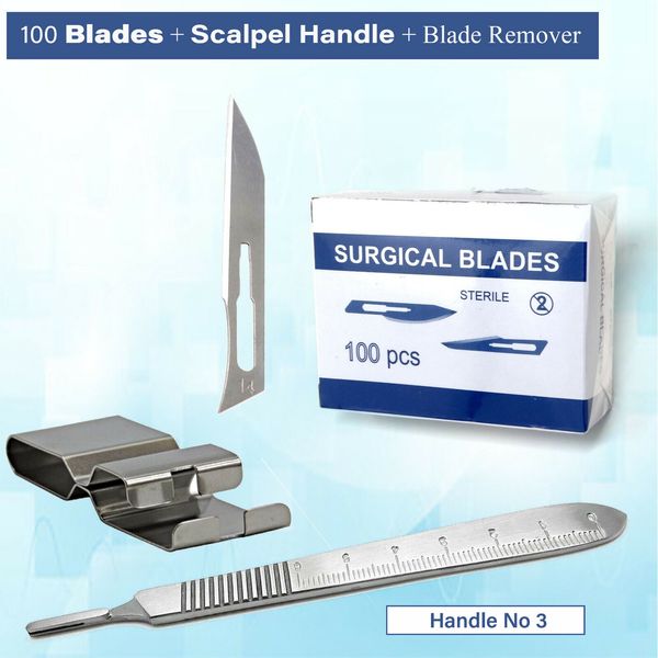 100 Scalpel Blades#14 +#3 Metal Handle + Blade Remover Craft, Stencil Making