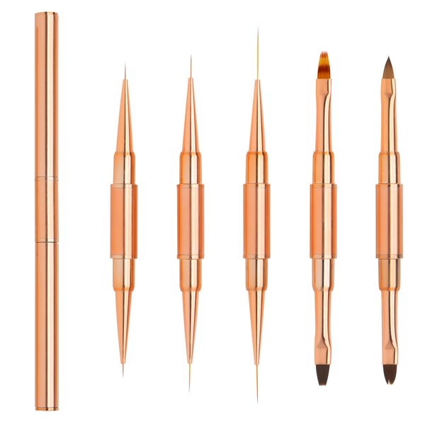 Doppelseitig Nagel Pinsel für Gelnägel Nagellack Nail Art Nailart mit Deckel und Ombre Brush Set, LEA-SHALL 10 Köpfe Ombre/Flach/Linie/Rund/Acryl Fein Pinselset für UV Nägel Gel