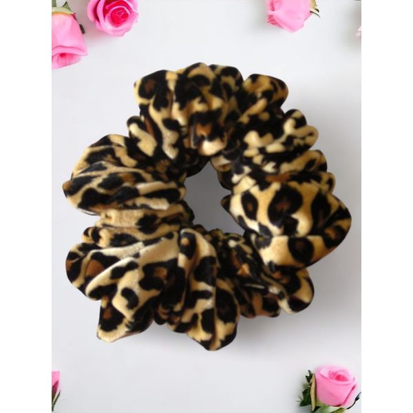 Leopard Velvet Hair Scrunchies Full