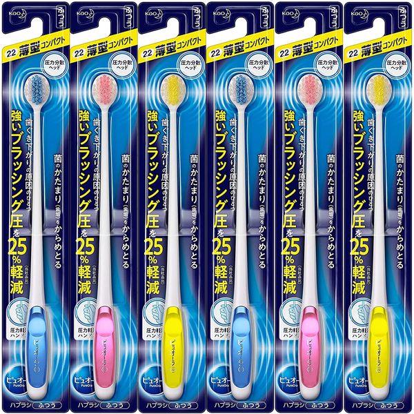 Kao PUORA Toothbrush, Thin, Compact, Normal, 1 Bottle, Bulk Purchase (x6)