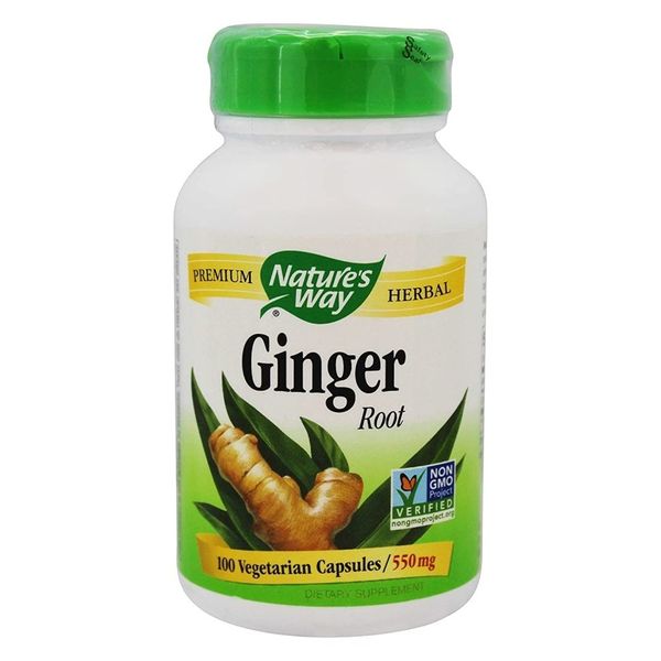 Nature's Way Premium Herbal Ginger Root, Digestive Support, 550 mg, 100 Vegetarian Capsules, Pack of 2