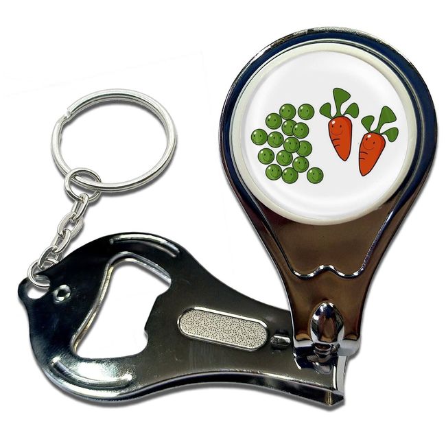 BadgeBeast.co.uk Peas and Carrots - Key Ring Bottle Opener and Nail Clipper