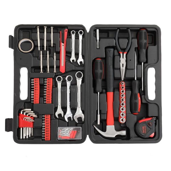 148 Piece Red Tool Set for Home Improvement DIY Projects Essentials