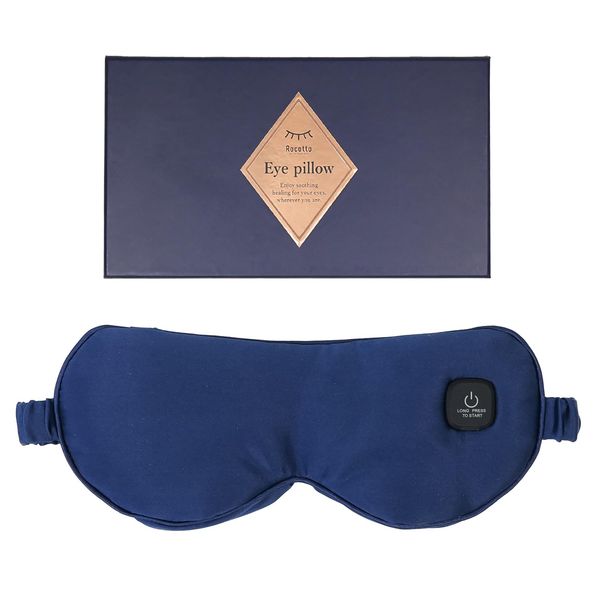 Rocotto Eye Pillow, Eye Mask, Rechargeable, Silk, Hot and Cold Gift, Gift, Light Blocking, Sleeping, USB, Warming, Hot Eye Mask, Cordless, Repeated, Skin-friendly (Navy)