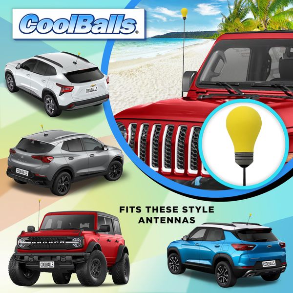Coolballs Cool Bright One Yellow Light Bulb Car Decor Antenna Topper Auto Accessory